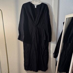 H&M Elegant Black Faux wrap Long Sleeve Dress